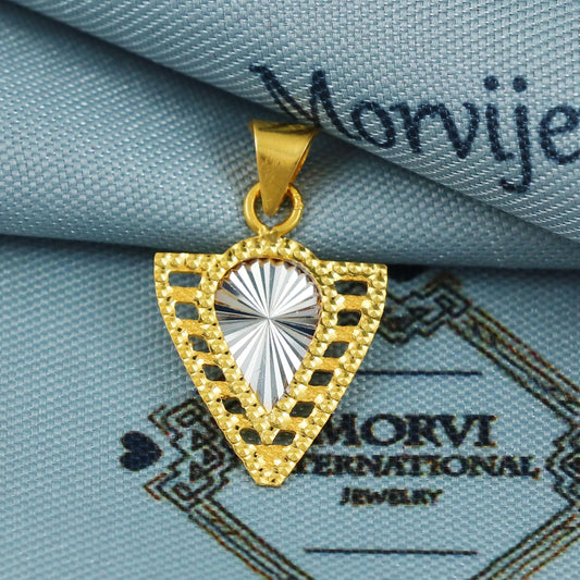 Solid 22k Gold Pendant Two Tone Indian 22kt Jewelry Exclusive Authentic BIS Hallmarked Stamped "22k916" Jewelry, MJ0068