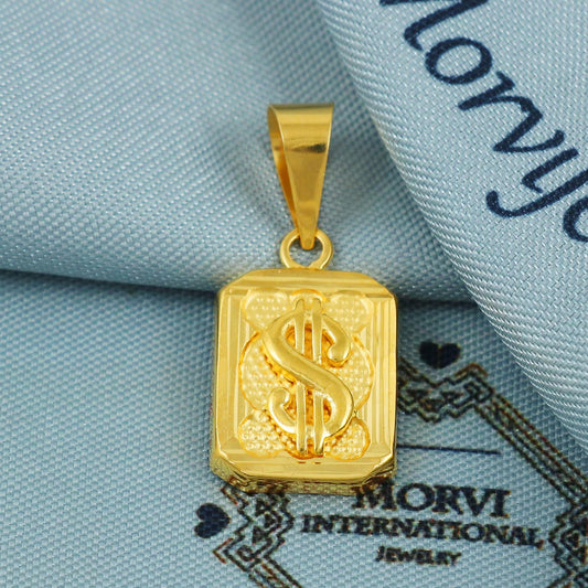 22k Gold Dollar Sign Pendant – 1.91g Handmade Real Gold Jewelry, Symbol of Wealth & Success, 28x13mm US Dollar Necklace Charm, MJ0072