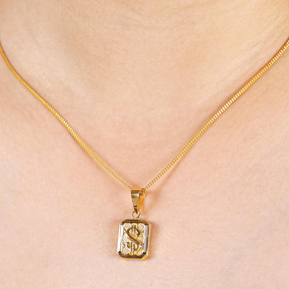 22k Gold Dollar Sign Pendant – 1.91g Handmade Real Gold Jewelry, Symbol of Wealth & Success, 28x13mm US Dollar Necklace Charm, MJ0072
