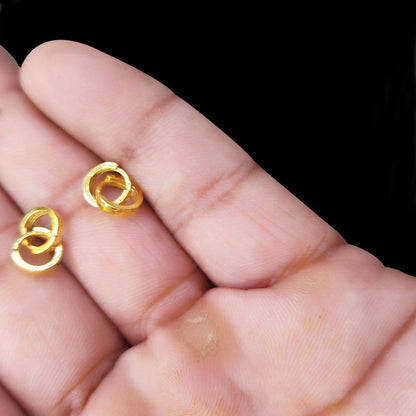 Very Small Pure 20k Yellow Gold Hoop Bali Earrings 1 pair , Handmade Yellow gold earrings for women, Cartilage Earrings, dainty indian gold,