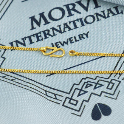 18k Gold Indian Chain, solid gold chain necklace, handcrafted chain real gold 1.25mm Handmade Gold Necklace, Everyday Elegance, MJ0081