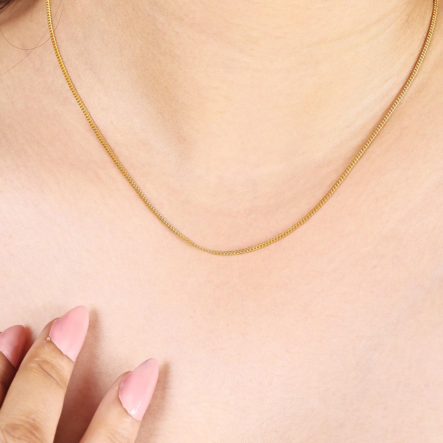 18k Gold Indian Chain, solid gold chain necklace, handcrafted chain real gold 1.25mm Handmade Gold Necklace, Everyday Elegance, MJ0081