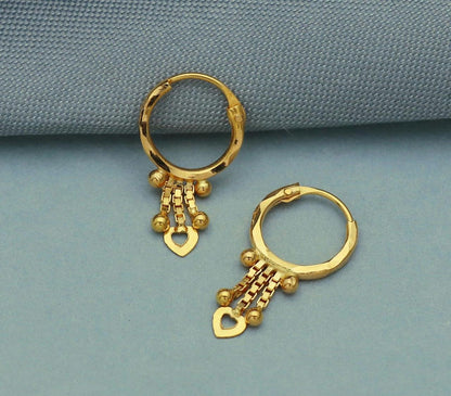 20k Yellow Gold Hoop Earring Bali Earrings ,Huggies , gold jhumki Handmade gold earrings For women, Christmas gift, Indian gold earrings