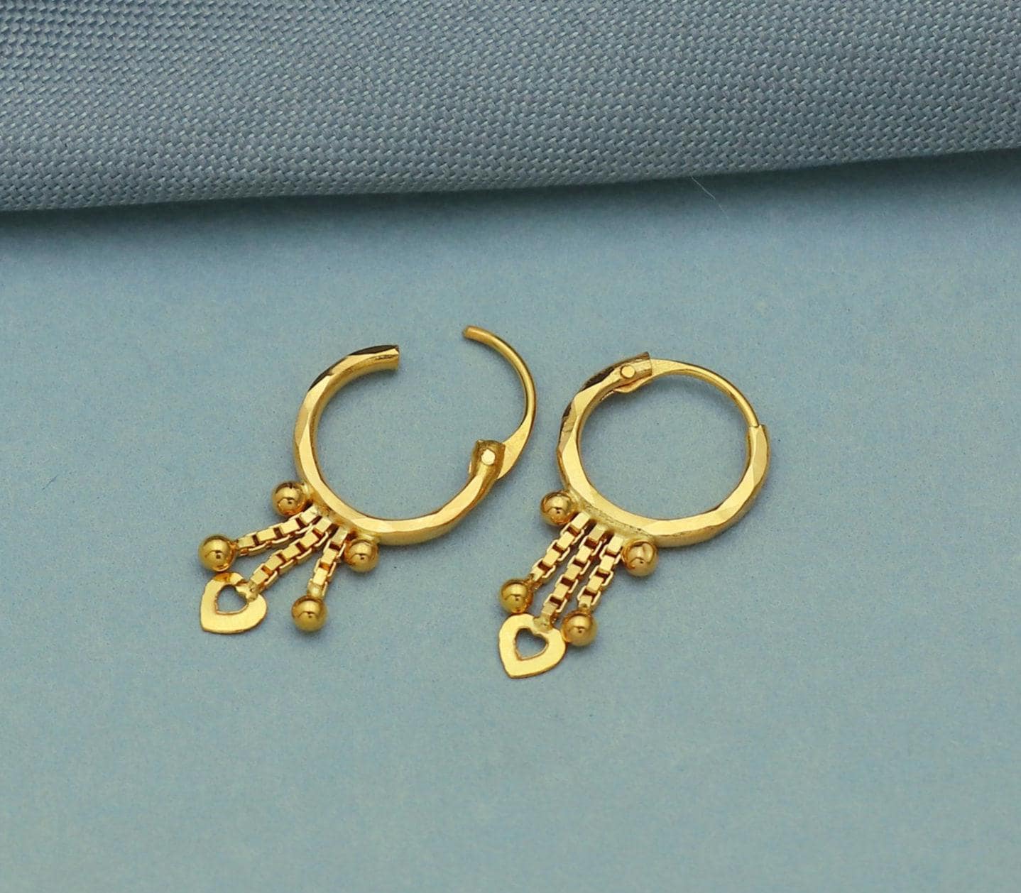 20k Yellow Gold Hoop Earring Bali Earrings ,Huggies , gold jhumki Handmade gold earrings For women, Christmas gift, Indian gold earrings