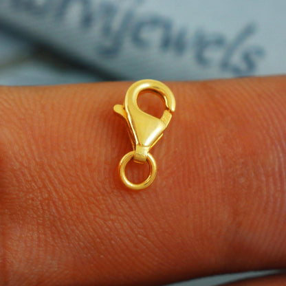 Small Tiny 18k Gold Lobster Clasp Hook for Jewelry, Durable and Secure Gold Closure, Perfect for Chains, Bracelets, and Necklaces, MJ0084