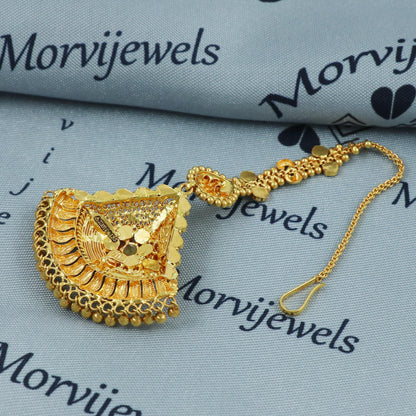 Wedding 22k Gold Traditional Mang Tikka for Bridal Wear | Handcrafted Indian Wedding Jewelry |  K5372