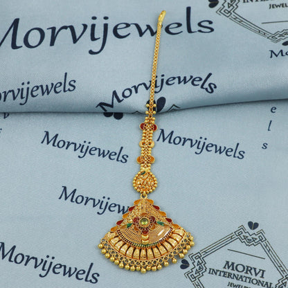 Wedding 22k Gold Traditional Mang Tikka for Bridal Wear | Handcrafted Indian Wedding Jewelry |  K5372