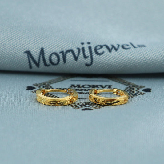 Very Small Yellow Gold Hoop Bali Cartilage Earrings,Handmade Yellow gold earrings, Tiny Hoops, dainty indian gold earrings for teens, K5416A