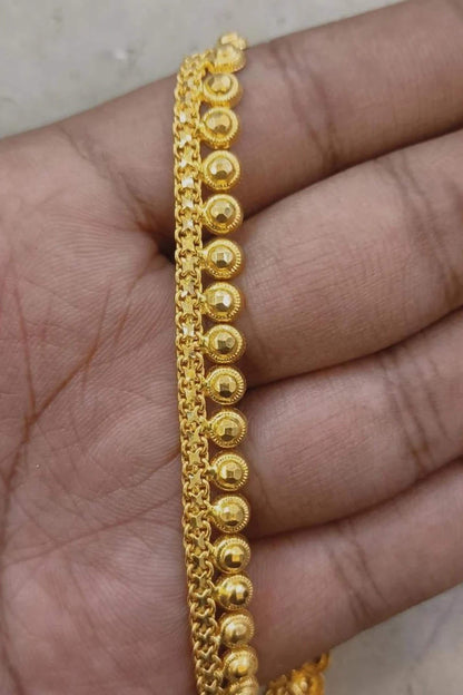 22k Yellow Gold Anklet single 8" inch Jewelry, Vintage Antique indian design Handmade Gold Anklet,