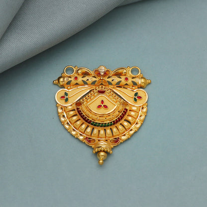 Hand Crafted 22k yellow gold pendant necklace indian traditional handmade wedding party wear jewelry for gift, K3464