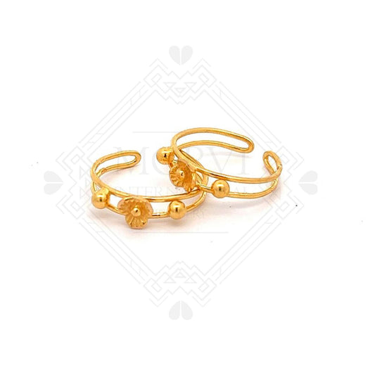 toe ring 22k Yellow Gold toe leg finger ring, flower Handmade gold toe ring pair for women, indian gold toe jewelry, real gold  Gift,