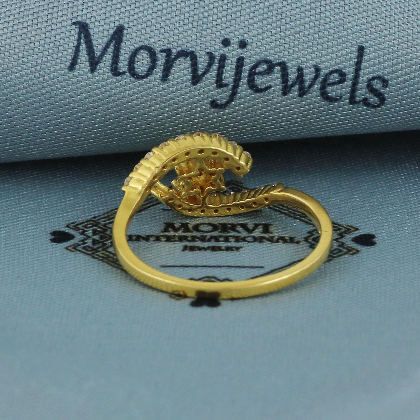 22k yellow solid gold ring zircon jewelry, 22kt handmade women gold ring, All Size,