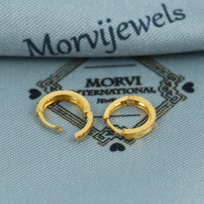 18k Gold Hoop Bali Earrings , Handmade Yellow gold earrings for women, Small Tiny Hoops, dainty indian gold earrings for teens, K5416A