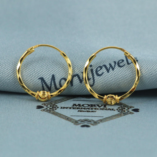 22k Yellow Gold Hoop Bali Earrings , Handmade Yellow gold earrings for women, Small Tiny Hoops, dainty indian gold earrings for teens, K5424