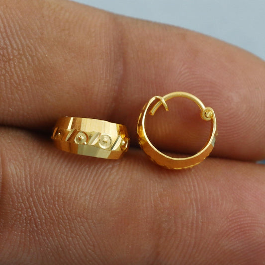 small 22k Yellow Gold Hoop Bali Earrings, Handmade yellow gold Small earrings for women,  dainty Indian gold earrings gift, MJ0097