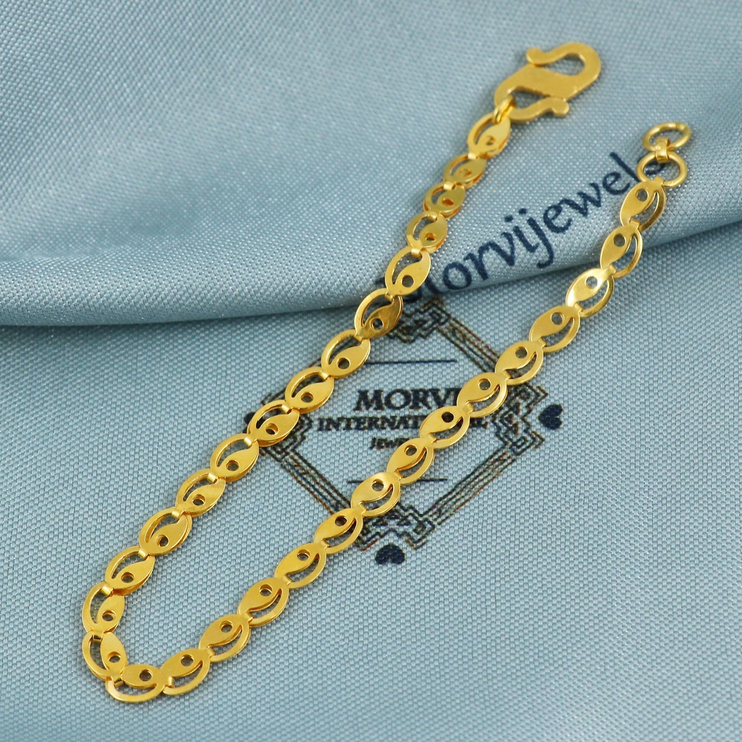22k Gold Bracelet chain from india, Delicate Small gold bracelet Daily Wear handmade bracelet size - 6.75 inches