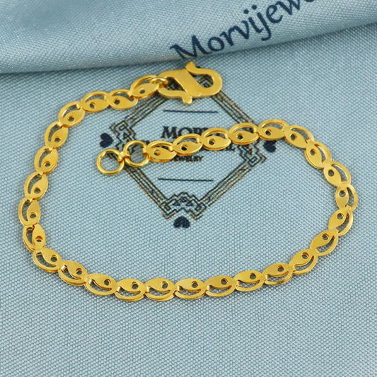 22k Gold Bracelet chain from india, Delicate Small gold bracelet Daily Wear handmade bracelet size - 6.75 inches