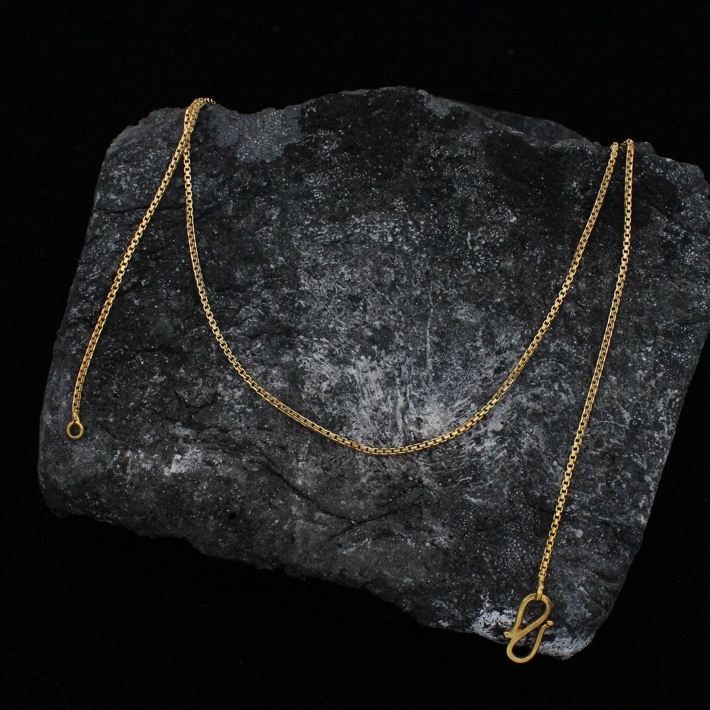 22k Gold Chain Necklace box style For men women Anniversary Wedding Gift box chain, Handmade Gold Chain, pure gold necklace chain, K1474