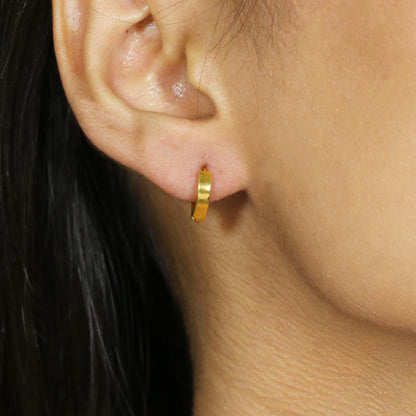 22k Yellow Gold Hoop Bali Earrings, Handmade Indian Gold Jewelry for Women, MJ0091