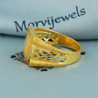 22k solid gold ring, hand carved 22k gold solid gold ring jewelry