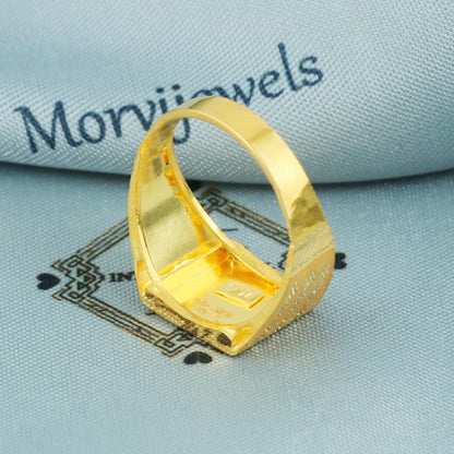 22k solid gold ring, hand carved vintage antique design, pure gold jewelry, ring for gift
