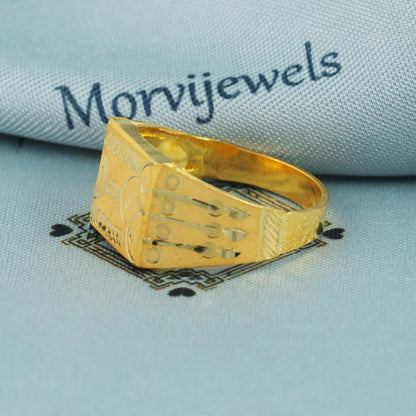 22k solid gold ring, hand carved vintage antique design, pure gold jewelry, ring for gift