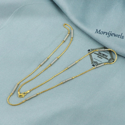 22k Gold Chain Necklace Rounded Serpentine Chain Anniversary Wedding Gift Tube chain, Handmade Gold Chain, pure gold necklace chain