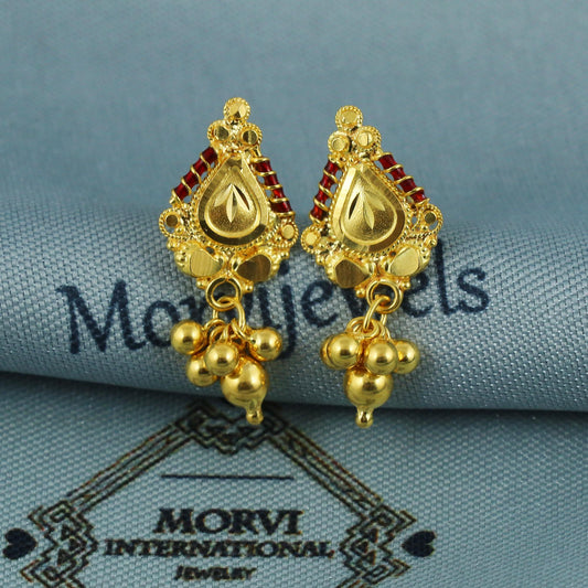 22k Yellow Gold Earrings jewelry for women