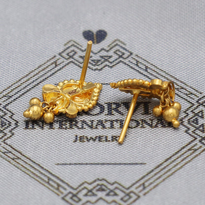22k Yellow Gold Handmade Earrings Jewelry, K5475