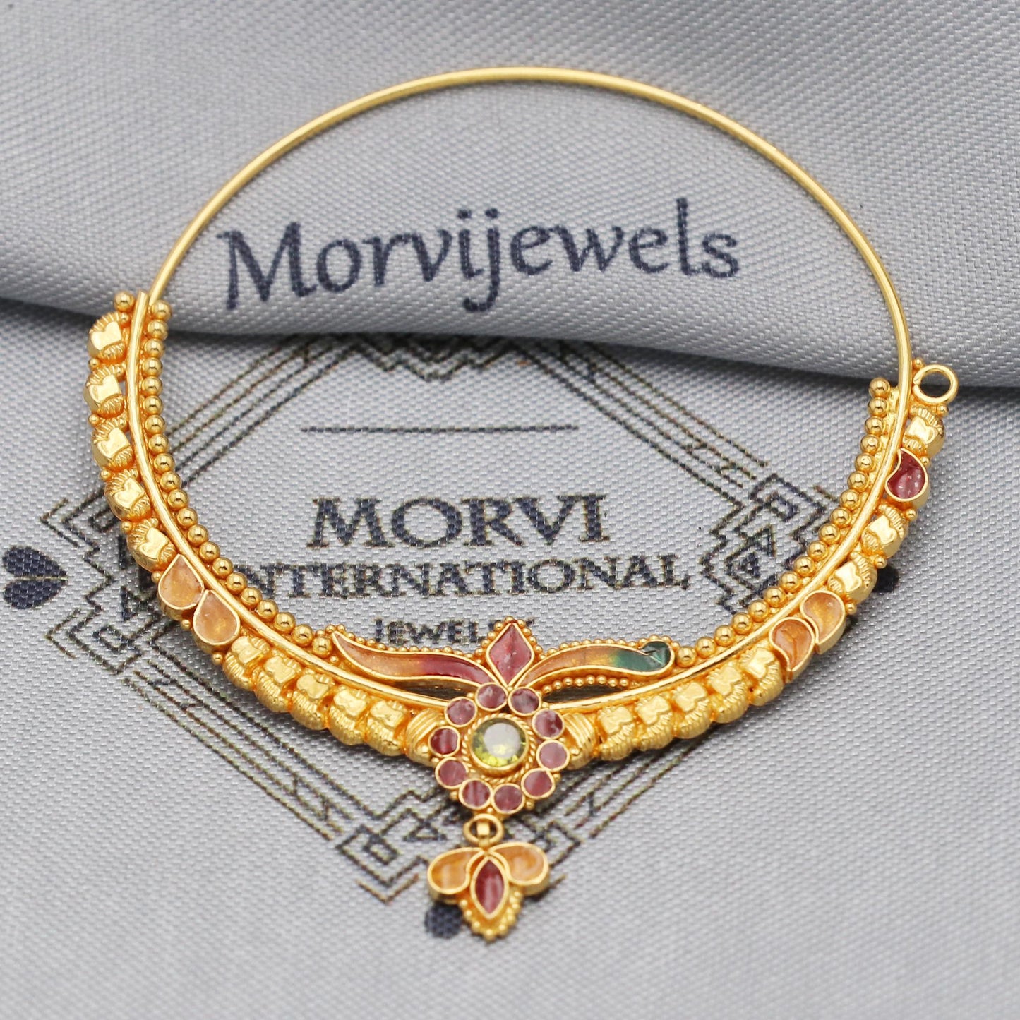 Big 22k Yellow Gold Nath, Indian Vintage Design Pure Gold Nath / Earrings Nose Ring Traditional Indian Handmade Nose pin,  K5505
