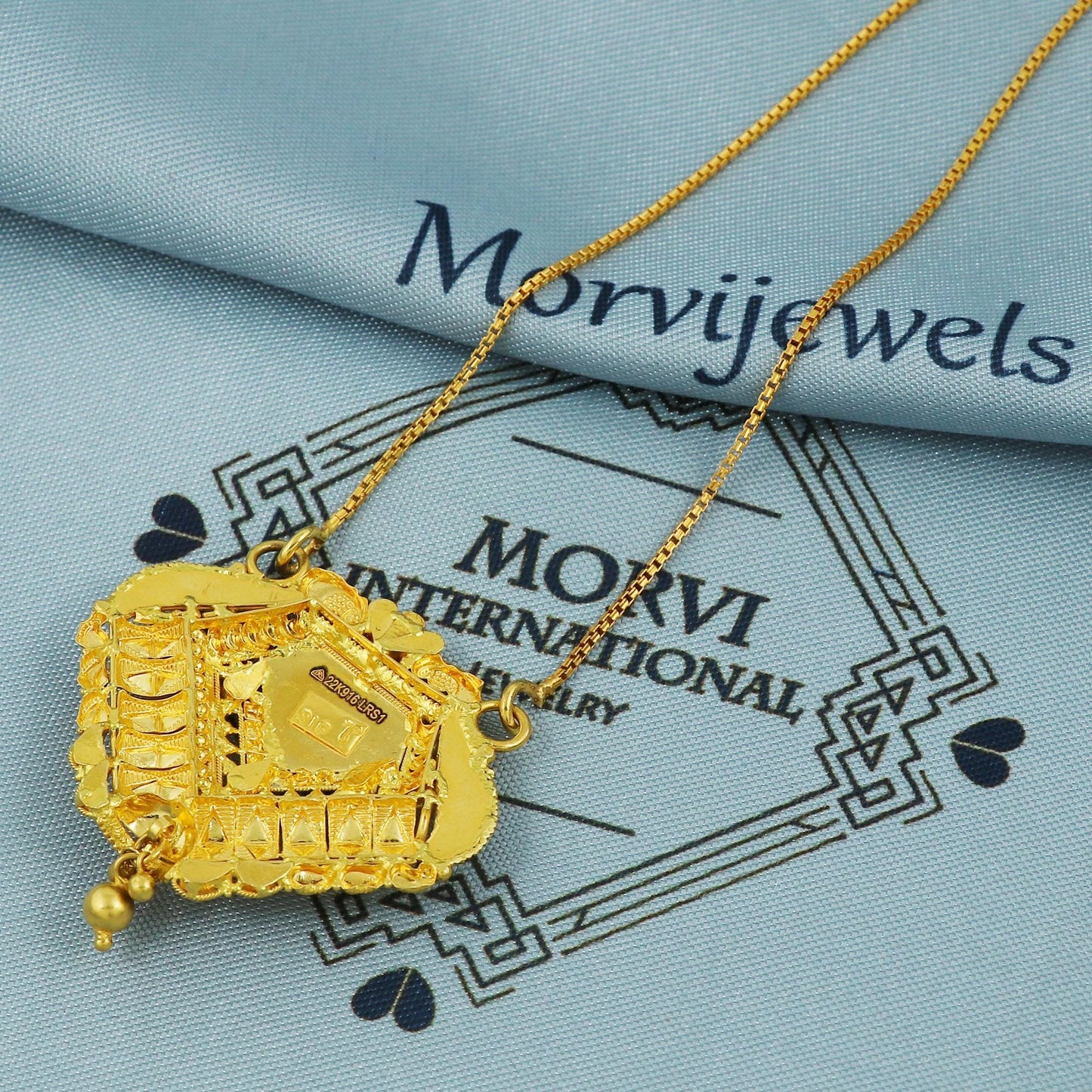 22k Gold Locket with 22k Gold Chain Necklace Handmade Jewelry for Gift