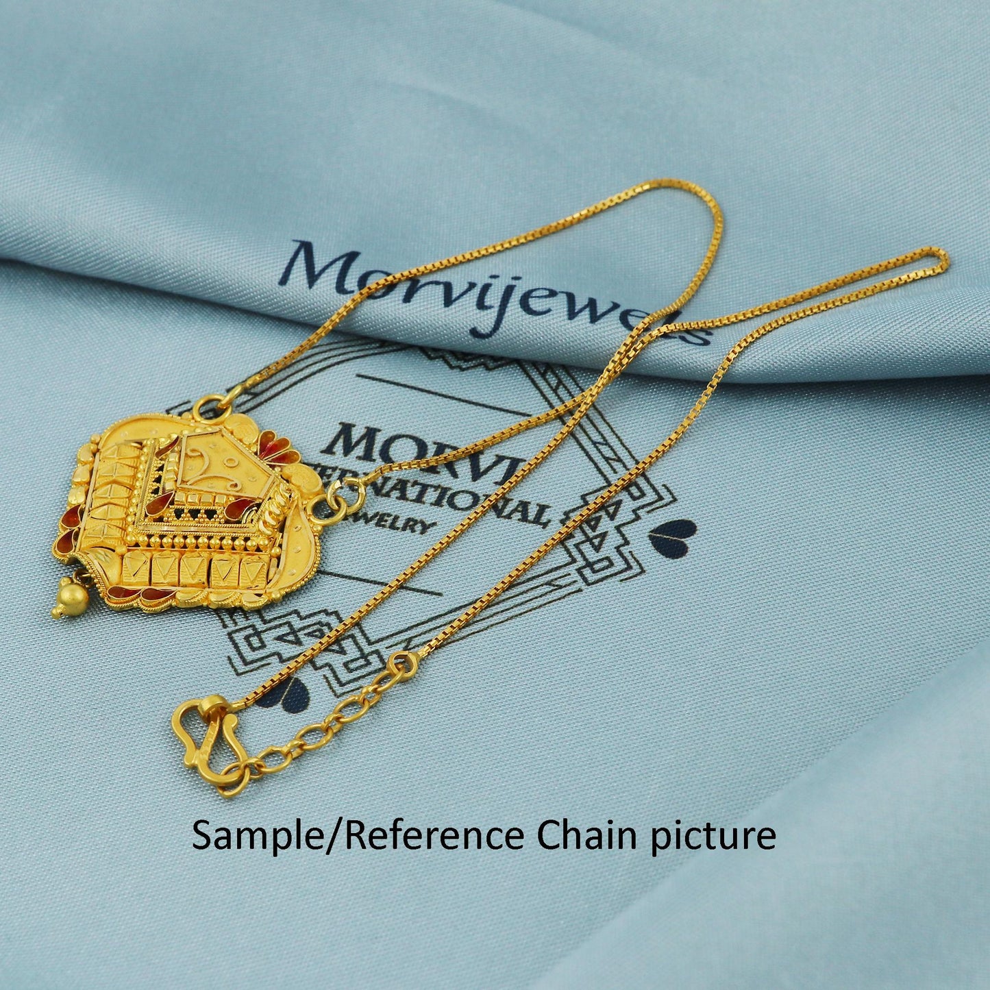 Indian Pendant Handmade 22k Yellow Gold Chain Necklace Jewelry, Pure gold necklace indian gold necklace, gift for wife, K5518