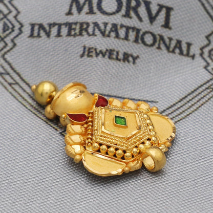 Indian Pendant Handmade 22k Yellow Gold Chain Necklace Jewelry, Pure gold necklace indian gold necklace, gift for wife, K5517