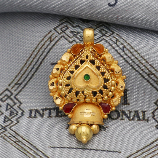Indian Pendant Handmade 22k Yellow Gold Chain Necklace Jewelry, Pure gold necklace indian gold necklace, gift for wife, K5525