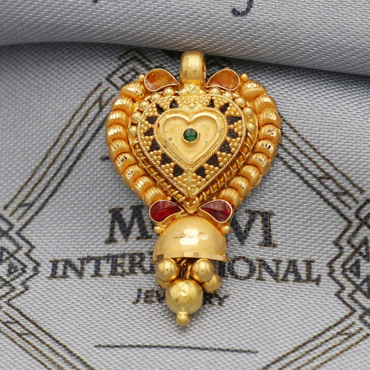 Indian Pendant Handmade 22k Yellow Gold Chain Necklace Jewelry, Pure gold necklace indian gold necklace, gift for wife, K5528
