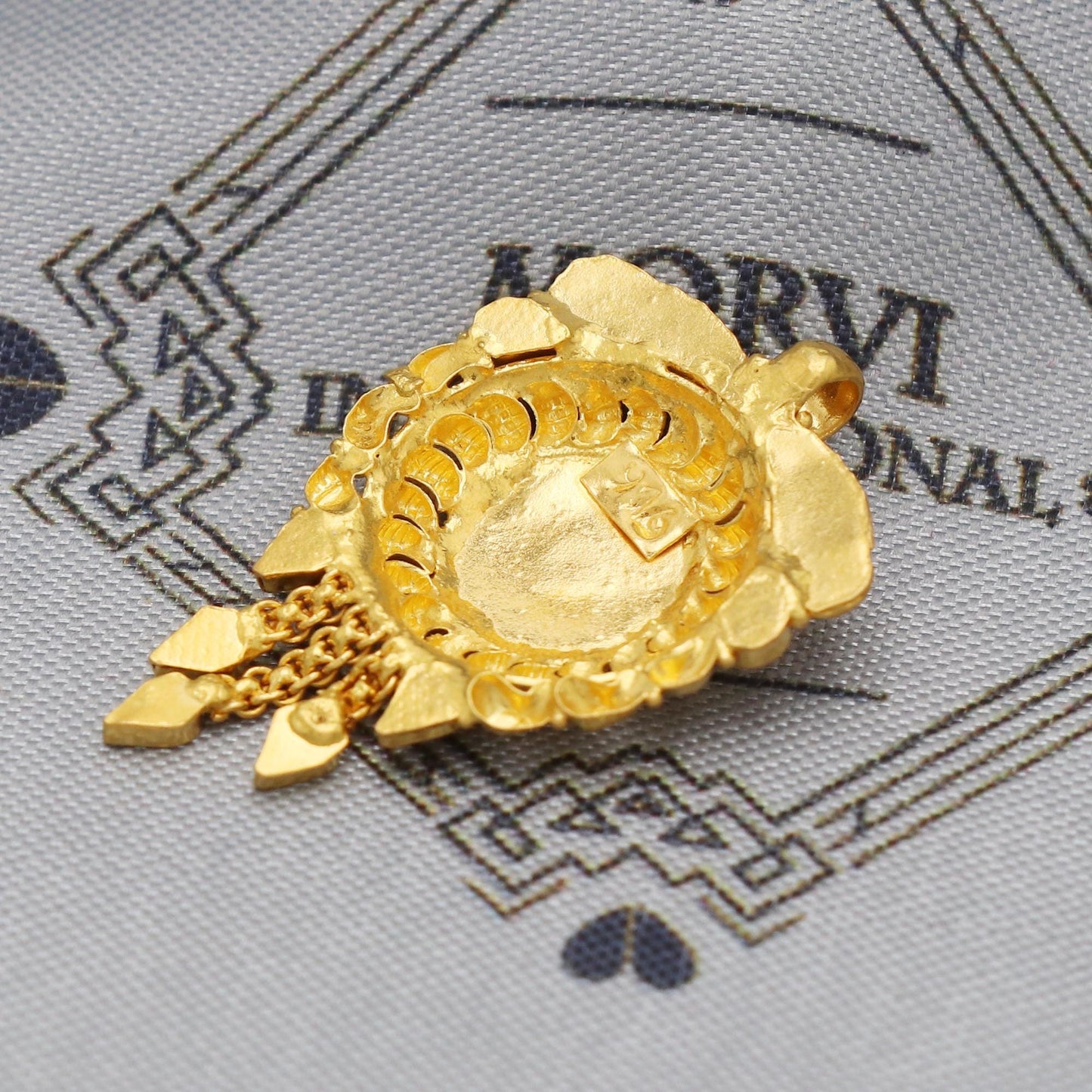 Indian Pendant Handmade 22k Yellow Gold Chain Necklace Jewelry, Pure gold necklace indian gold necklace, gift for wife, K5530