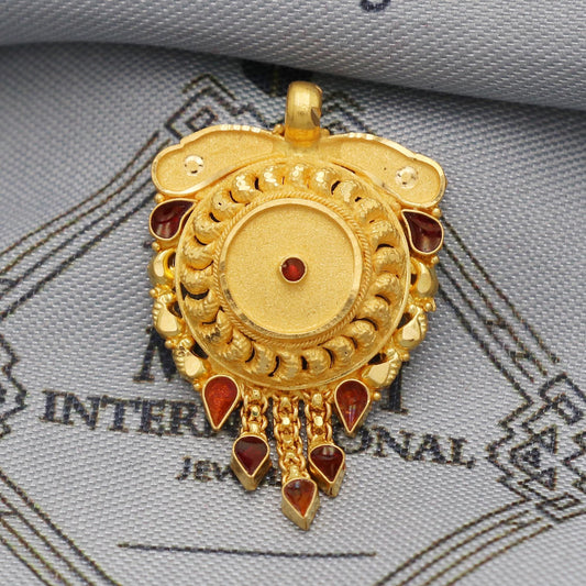 Indian Pendant Handmade 22k Yellow Gold Chain Necklace Jewelry, Pure gold necklace indian gold necklace, gift for wife, K5530