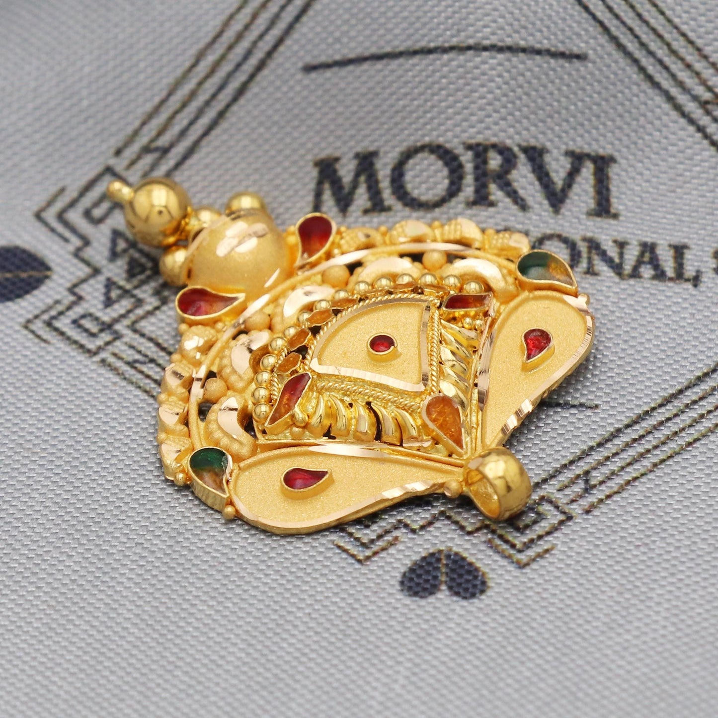 Indian Pendant Handmade 22k Yellow Gold Chain Necklace Jewelry, Pure gold necklace indian gold necklace, gift for wife, K5531