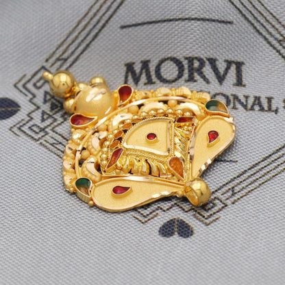 Indian Pendant Handmade 22k Yellow Gold Chain Necklace Jewelry, Pure gold necklace indian gold necklace, gift for wife, K5531