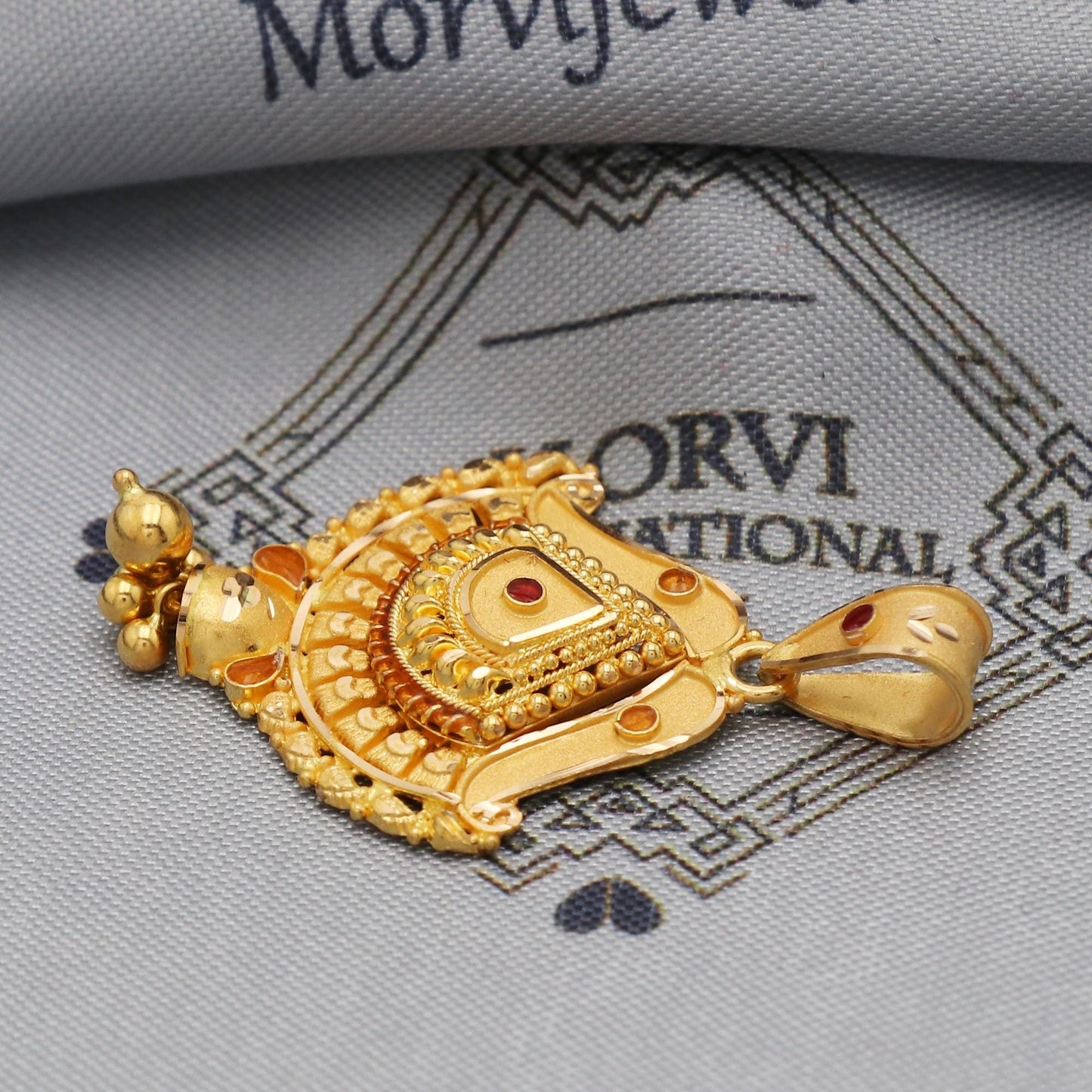Indian Pendant Handmade 22k Yellow Gold Chain Necklace Jewelry, Pure gold necklace indian gold necklace, gift for wife, K5538