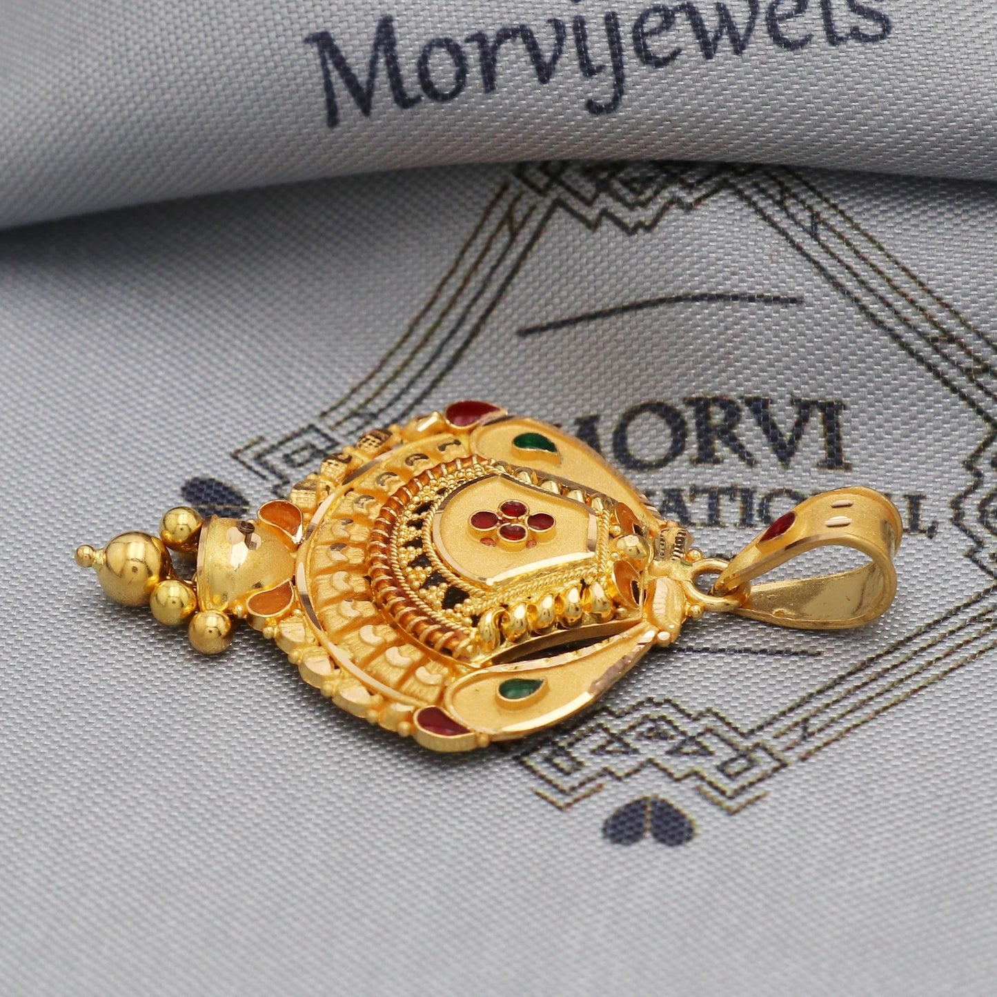 Indian Pendant Handmade 22k Yellow Gold Chain Necklace Jewelry, Pure gold necklace indian gold necklace, gift for wife, K5539