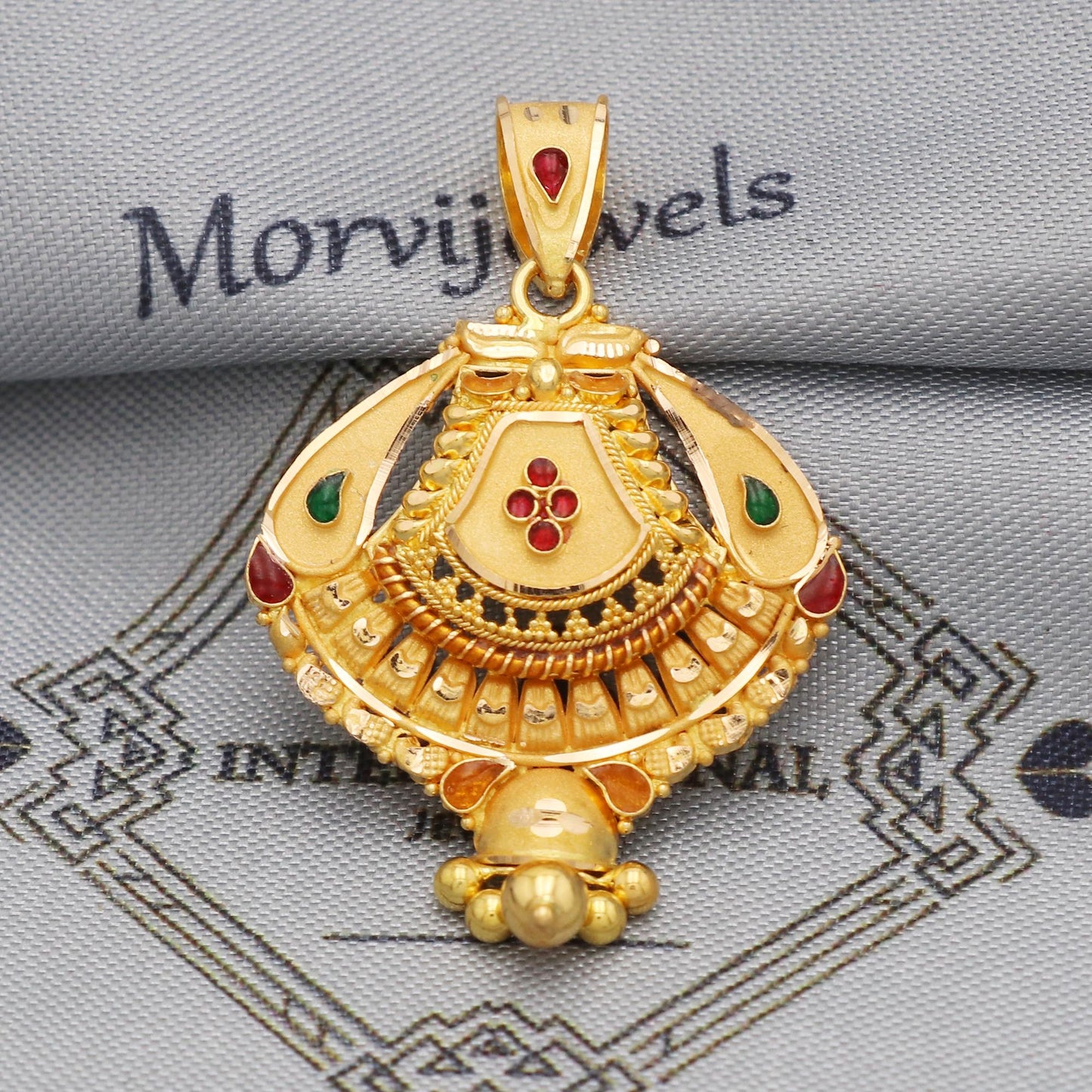 Indian Pendant Handmade 22k Yellow Gold Chain Necklace Jewelry, Pure gold necklace indian gold necklace, gift for wife, K5539