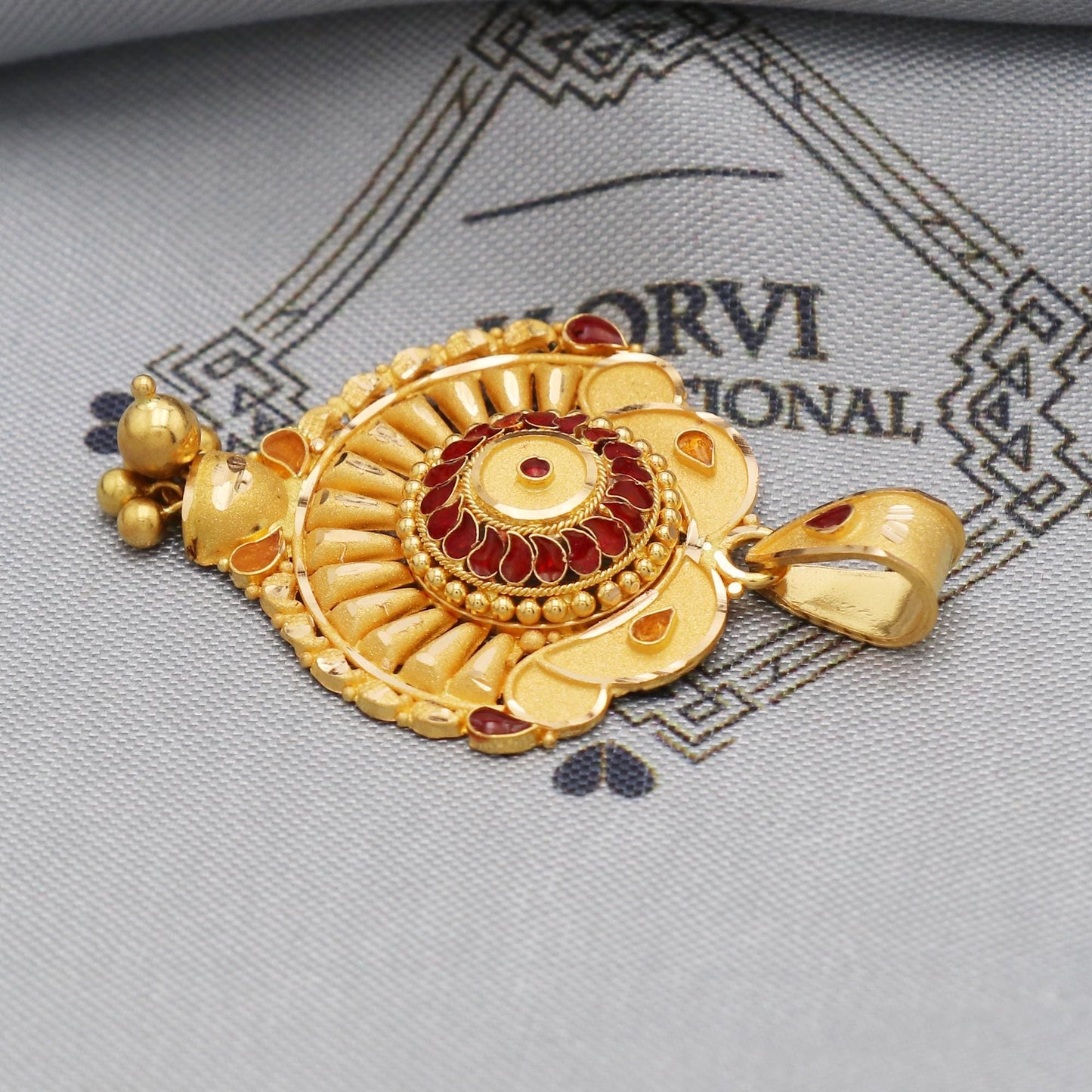 Indian Pendant Handmade 22k Yellow Gold Chain Necklace Jewelry, Pure gold necklace indian gold necklace, gift for wife, K5541