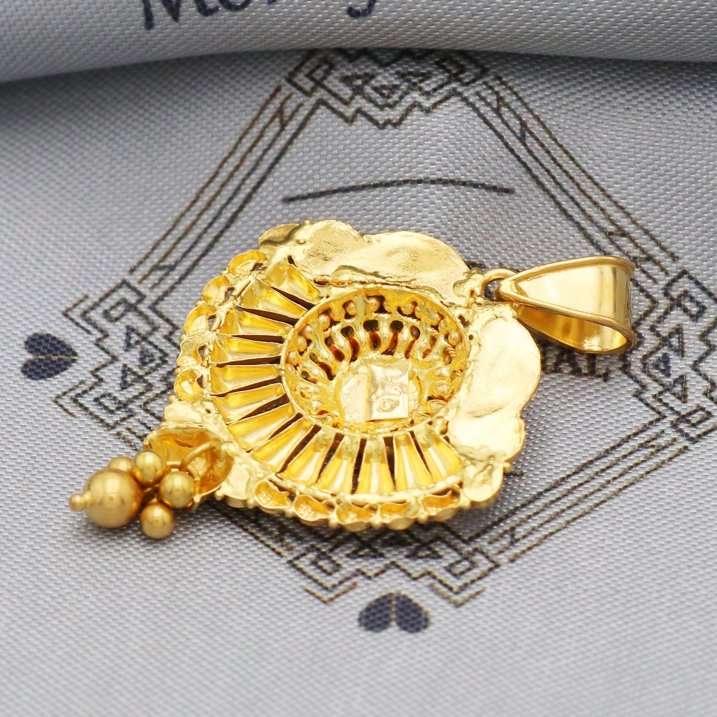 Indian Pendant Handmade 22k Yellow Gold Chain Necklace Jewelry, Pure gold necklace indian gold necklace, gift for wife, K5541