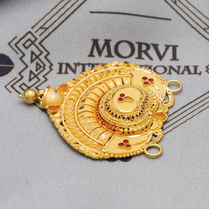 Indian Pendant Handmade 22k Yellow Gold Chain Necklace Jewelry, Pure gold necklace indian gold necklace, gift for wife, K5633