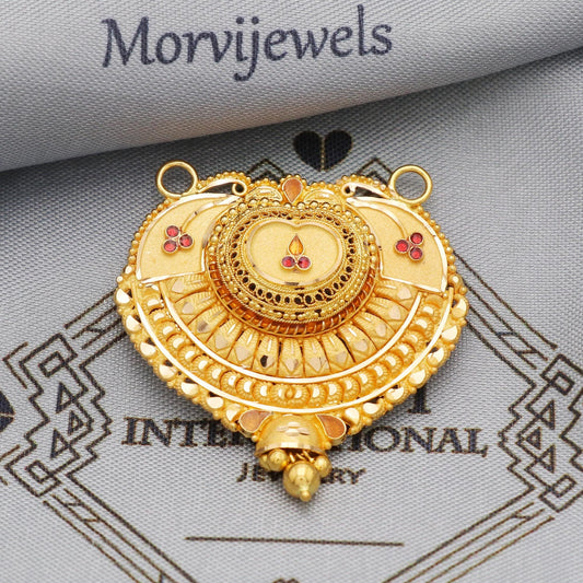 Indian Pendant Handmade 22k Yellow Gold Chain Necklace Jewelry, Pure gold necklace indian gold necklace, gift for wife, K5633