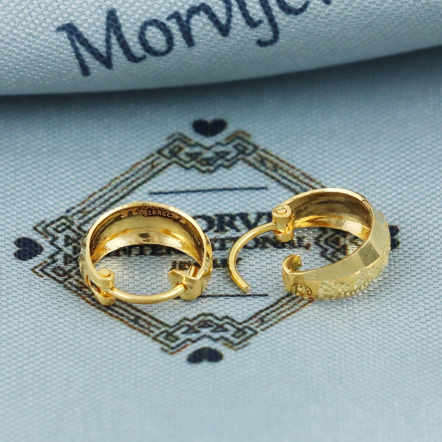 small 22k Yellow Gold Hoop Bali Earrings, Handmade yellow gold Small earrings for women,  dainty Indian gold earrings gift, MJ0097