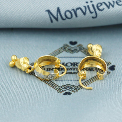 Pure 22k Yellow Gold Hoop Bali Earrings with bells, Handmade Yellow gold Small earrings for women,  dainty Indian gold earrings gift, MJ0104