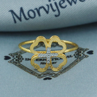 clover 22k pure solid gold handmade ring sz 8.25 us, Dainty 22k Gold Ring jewelry, MJ0094