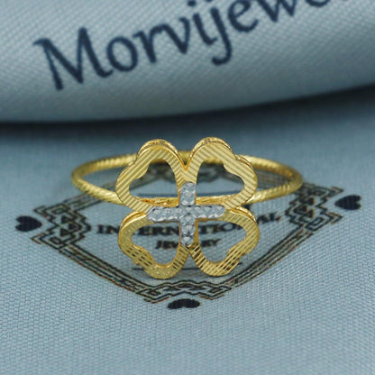clover 22k pure solid gold handmade ring sz 8.25 us, Dainty 22k Gold Ring jewelry, MJ0094
